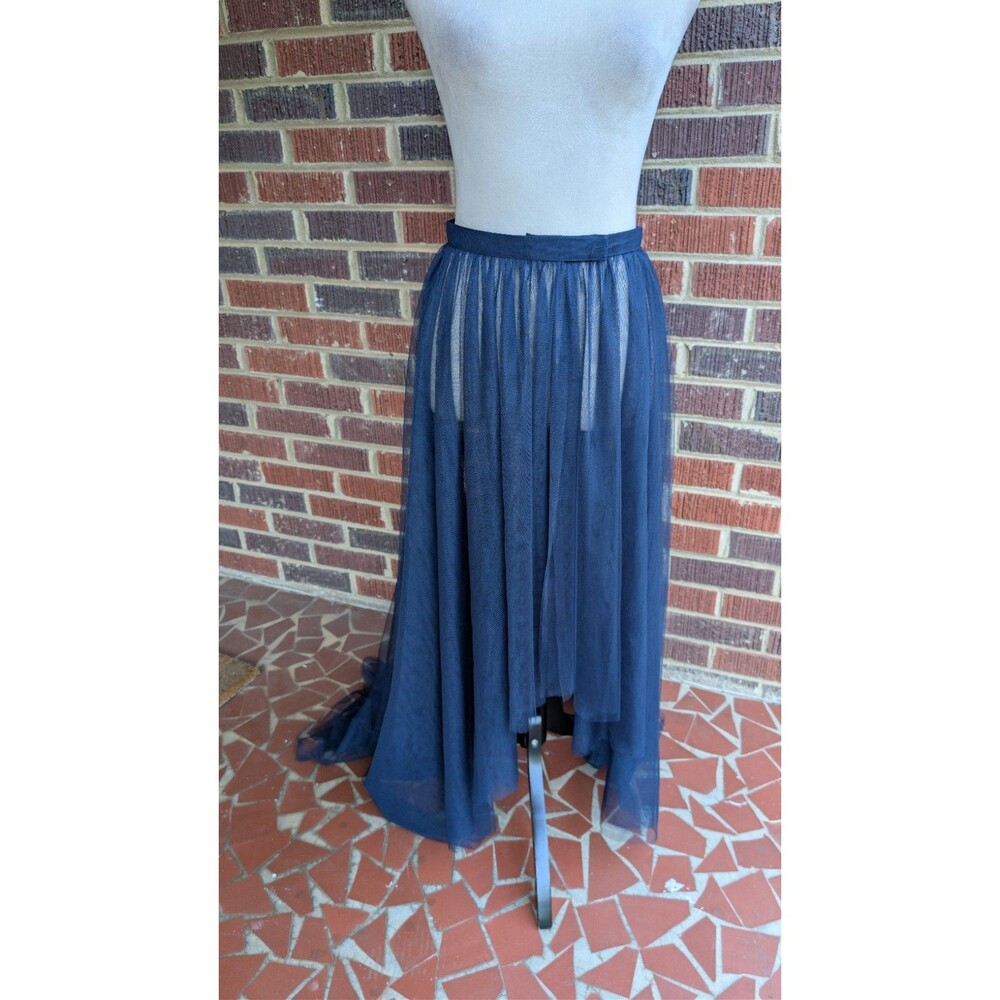 Monique Lhuillier Navy Hi-Low Tulle Overskirt Size Med/Large